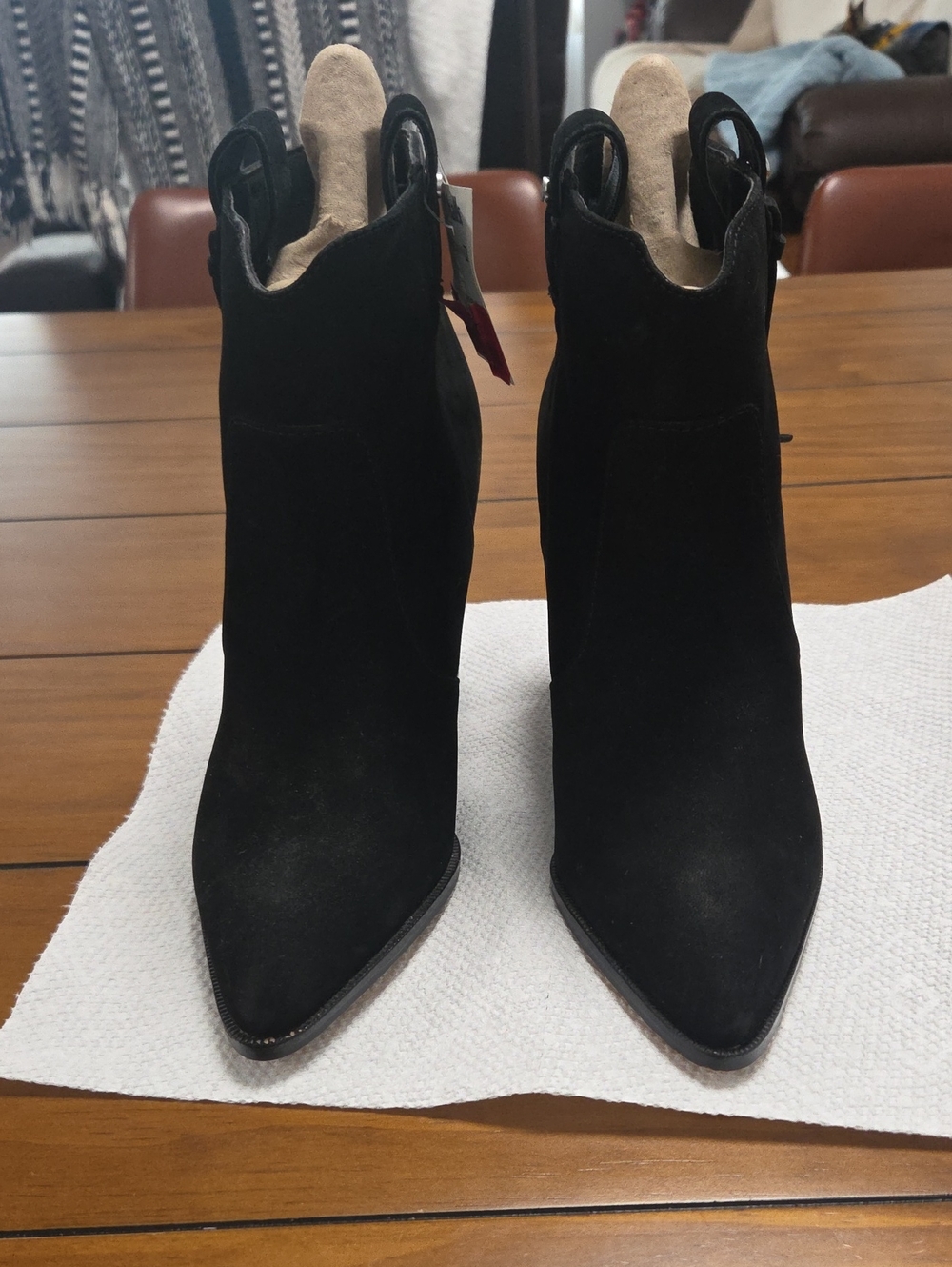 Sam Edelman Black Suede Pointed Toe Ankle Booties